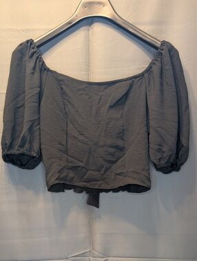 Altar'd State Black Puff Sleeve Crop Top